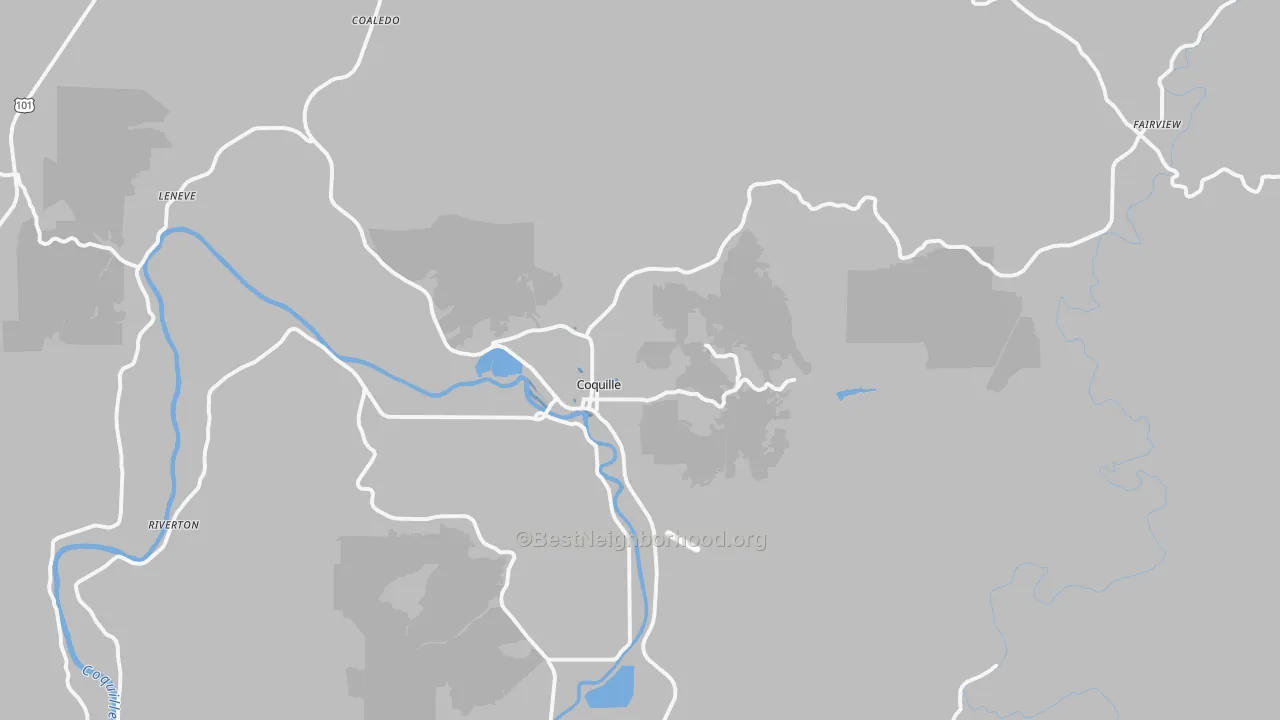 Transit Grade map of Coquille, OR