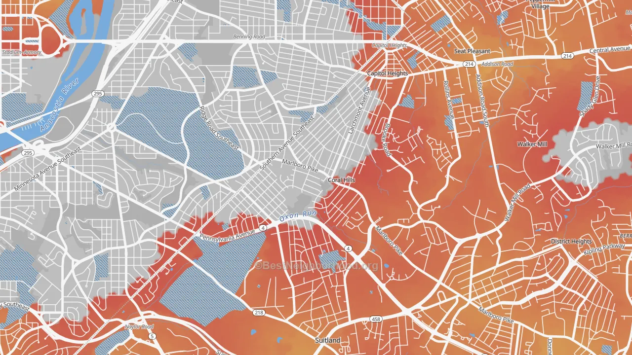 Transit Grade map of Coral Hills, MD