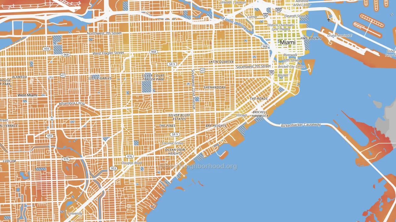 Transit Grade map of Coral Way, Miami, FL
