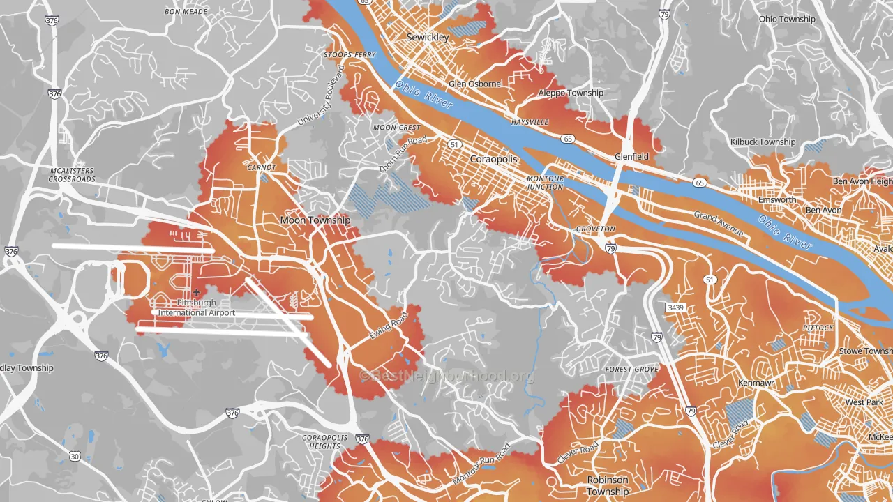 Transit Grade map of Coraopolis, PA