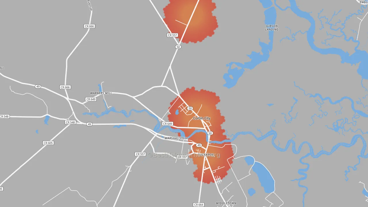 Transit Grade map of Corbin City, NJ