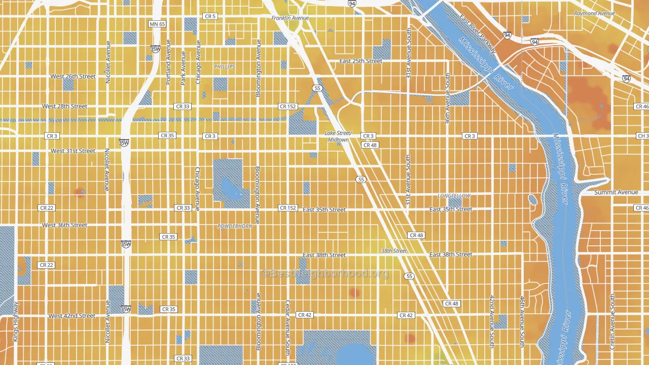 Transit Grade map of Corcoran, Minneapolis, MN