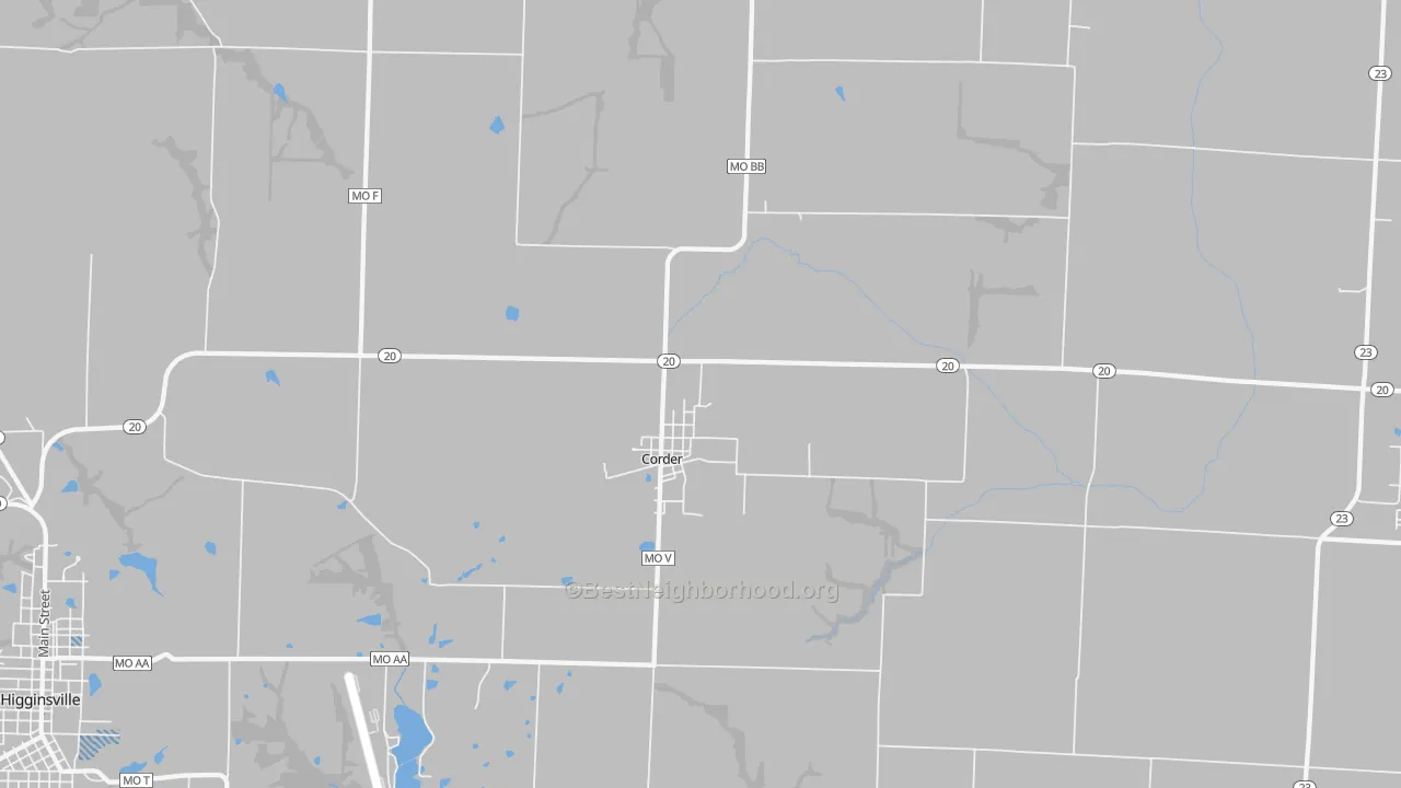 Transit Grade map of Corder, MO