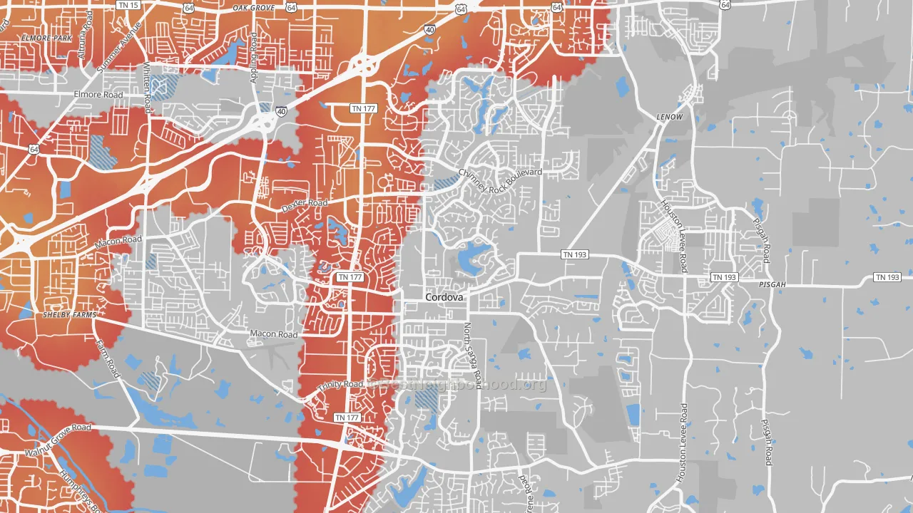 Transit Grade map of Cordova, TN