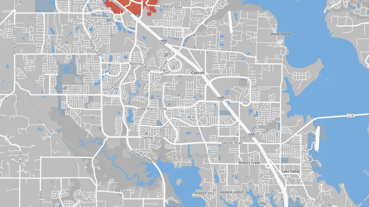 Transit Grade map of Corinth, TX