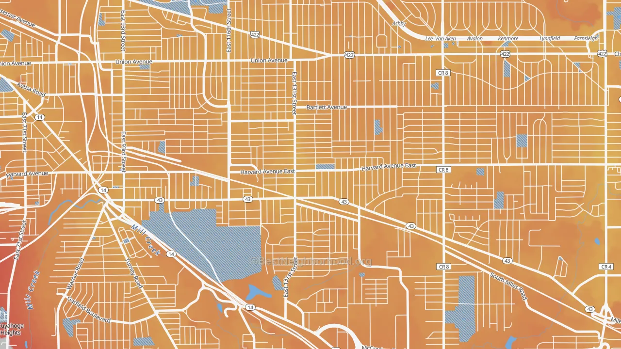 Transit Grade map of Corlett, Cleveland, OH