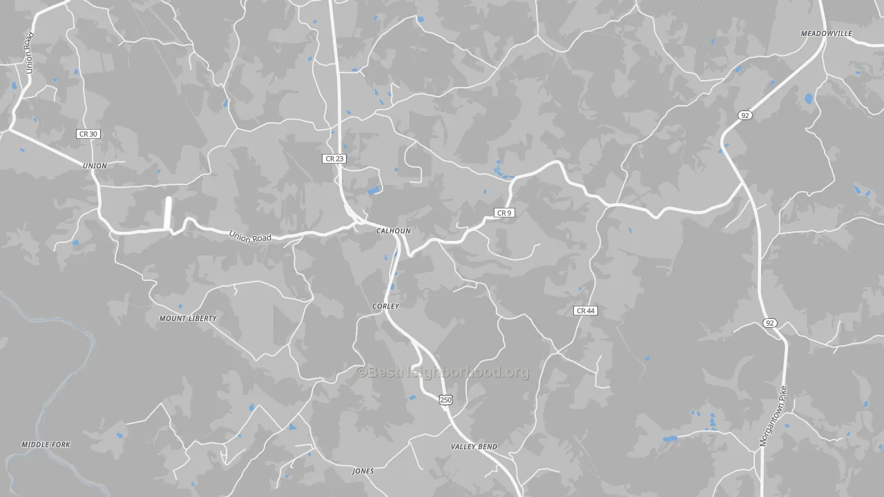 Transit Grade map of Corley, WV