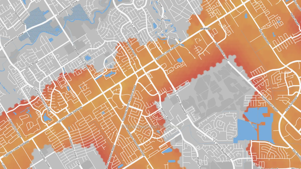 Transit Grade map of Cornerstone Village North, Houston, TX