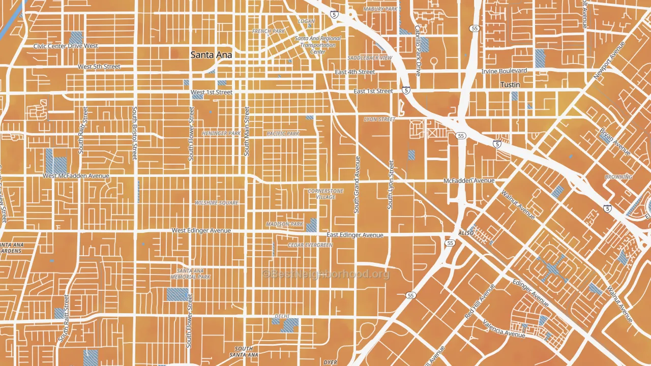 Transit Grade map of Cornerstone Village, Santa Ana, CA