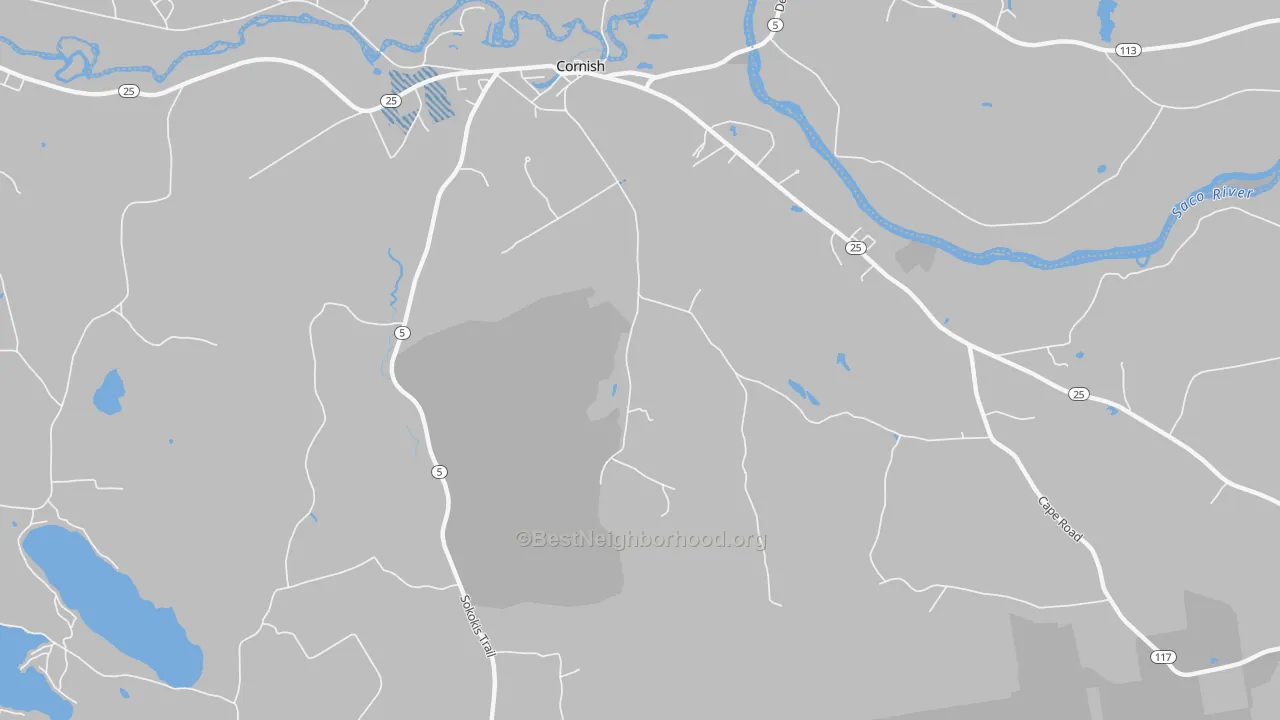 Transit Grade map of Cornish, ME