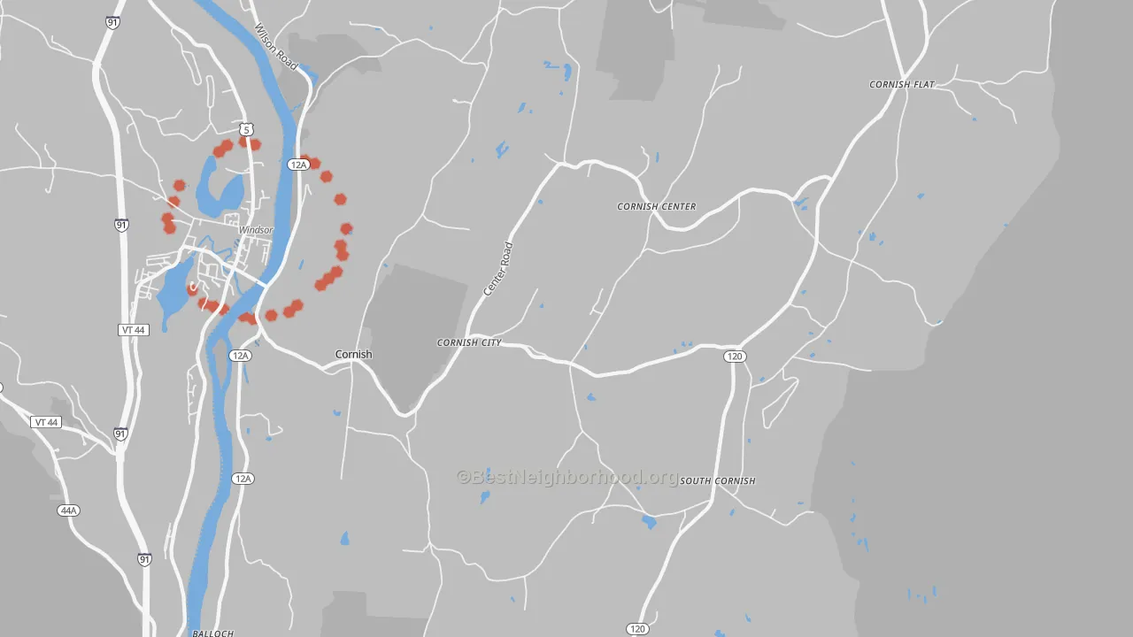 Transit Grade map of Cornish, NH