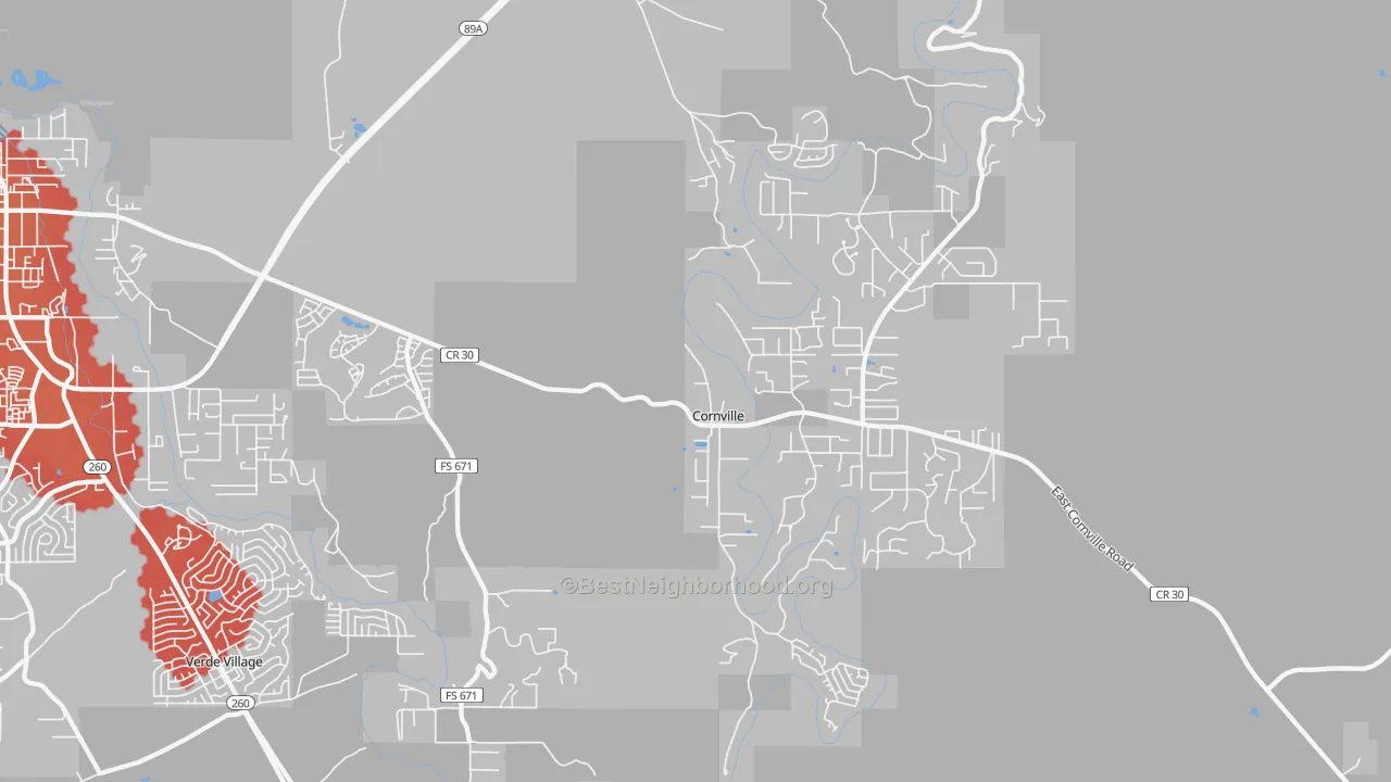 Transit Grade map of Cornville, AZ