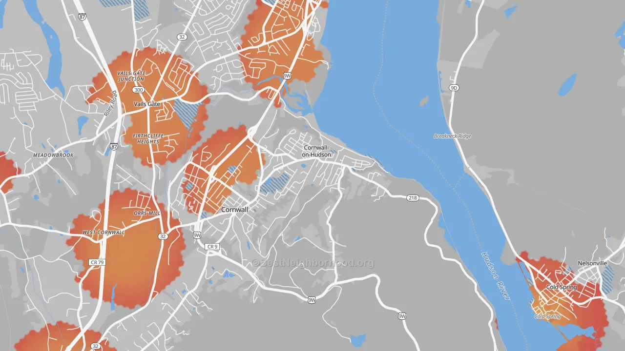 Transit Grade map of Cornwall On Hudson, NY