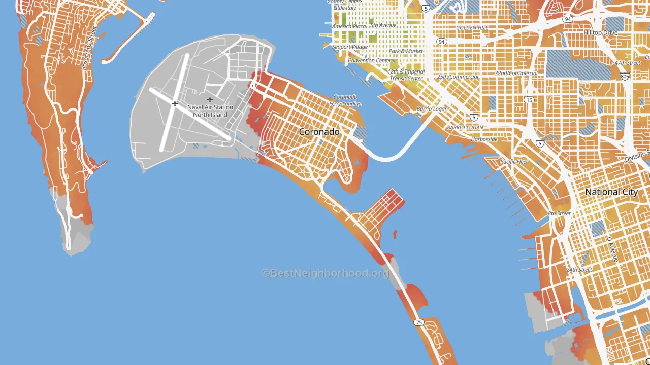 Transit Grade map of Coronado, CA
