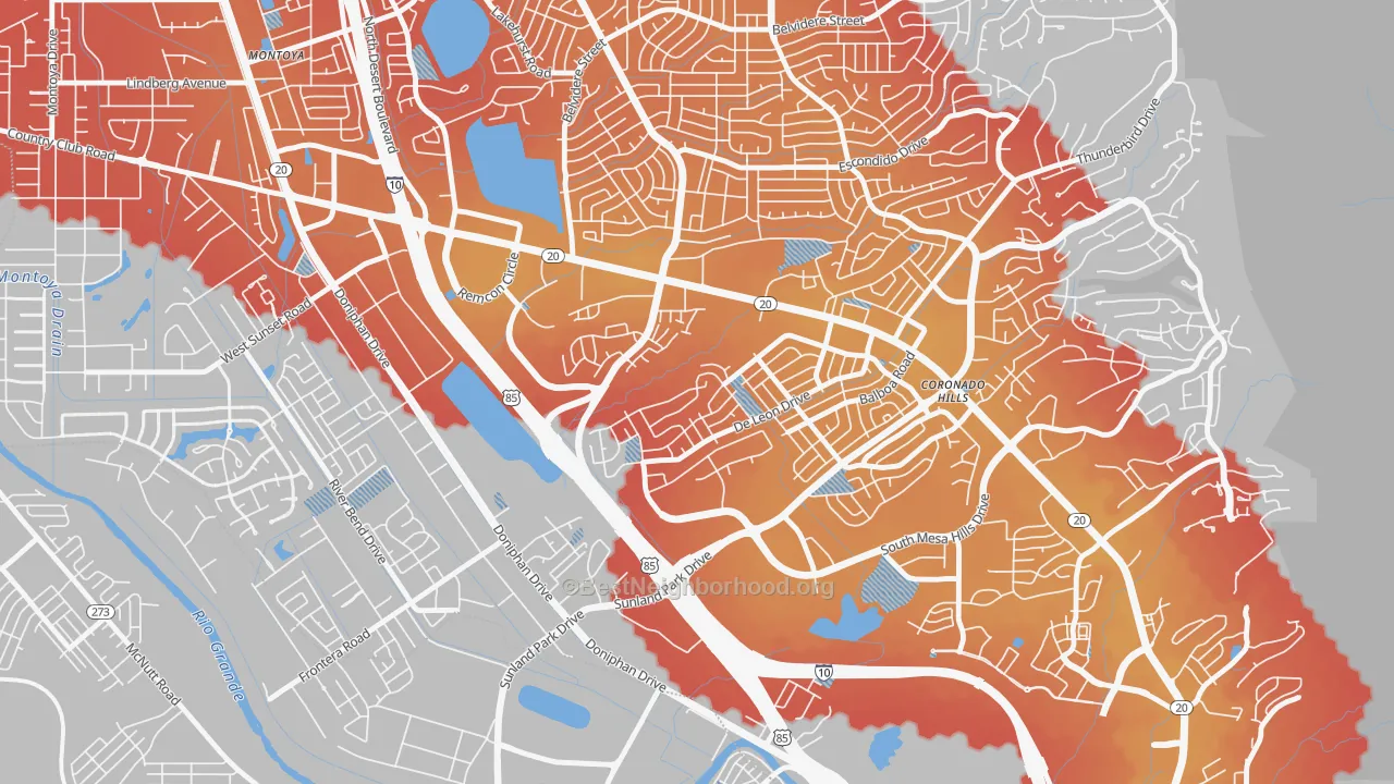 Transit Grade map of Coronado, El Paso, TX