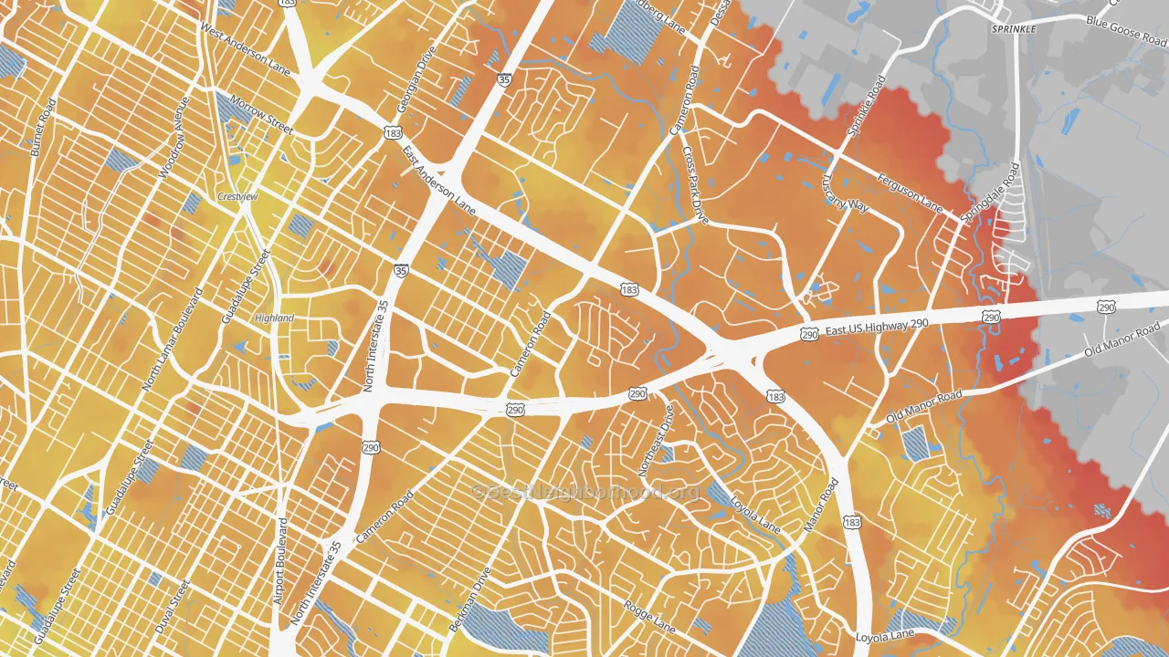 Transit Grade map of Coronado Hills, Austin, TX