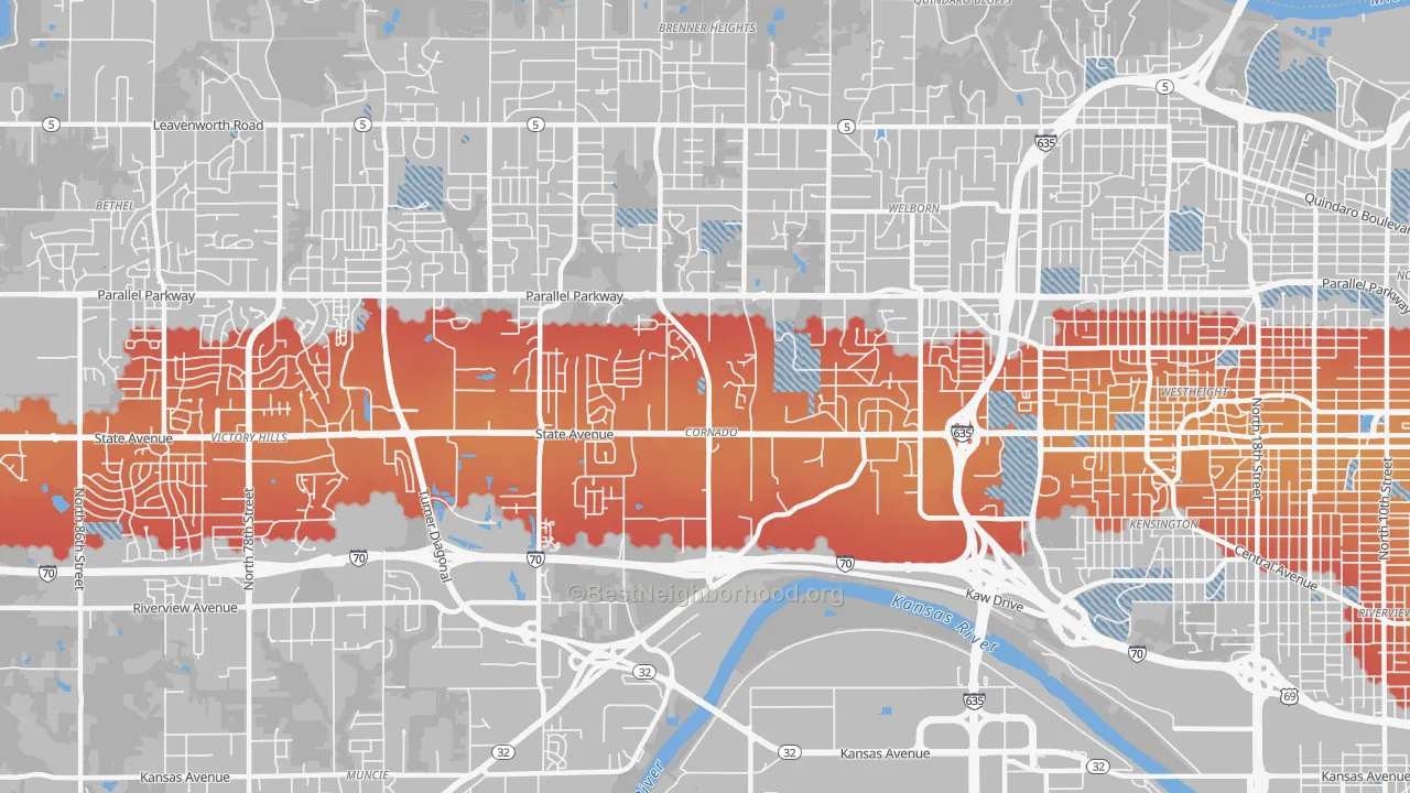 Transit Grade map of Coronado, Kansas City, KS