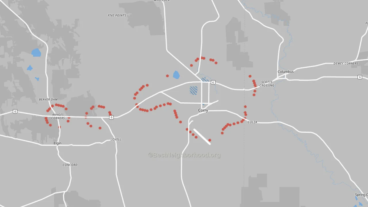 Transit Grade map of Corry, PA