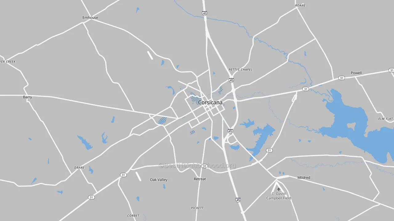 Transit Grade map of Corsicana, TX