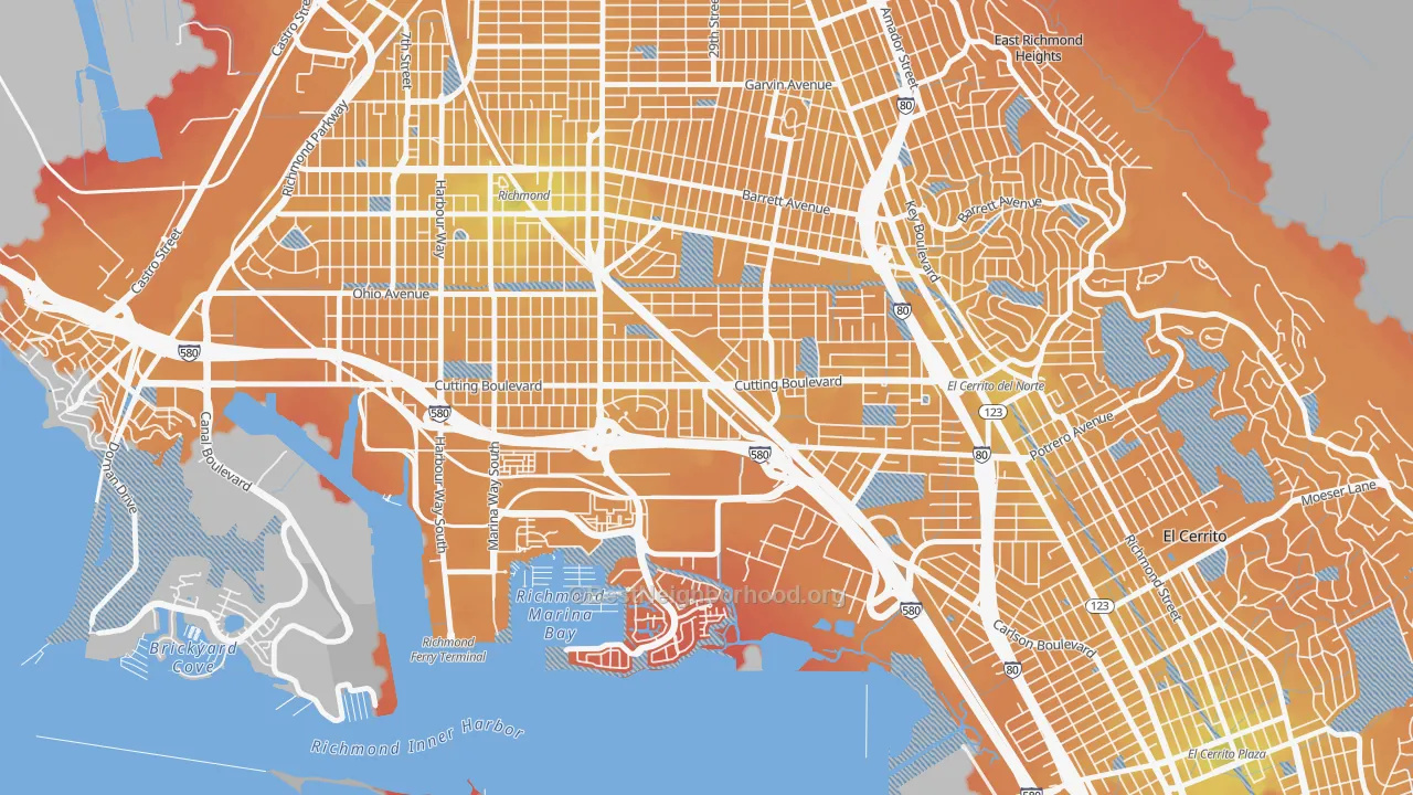 Transit Grade map of Cortez-Stege, Richmond, CA