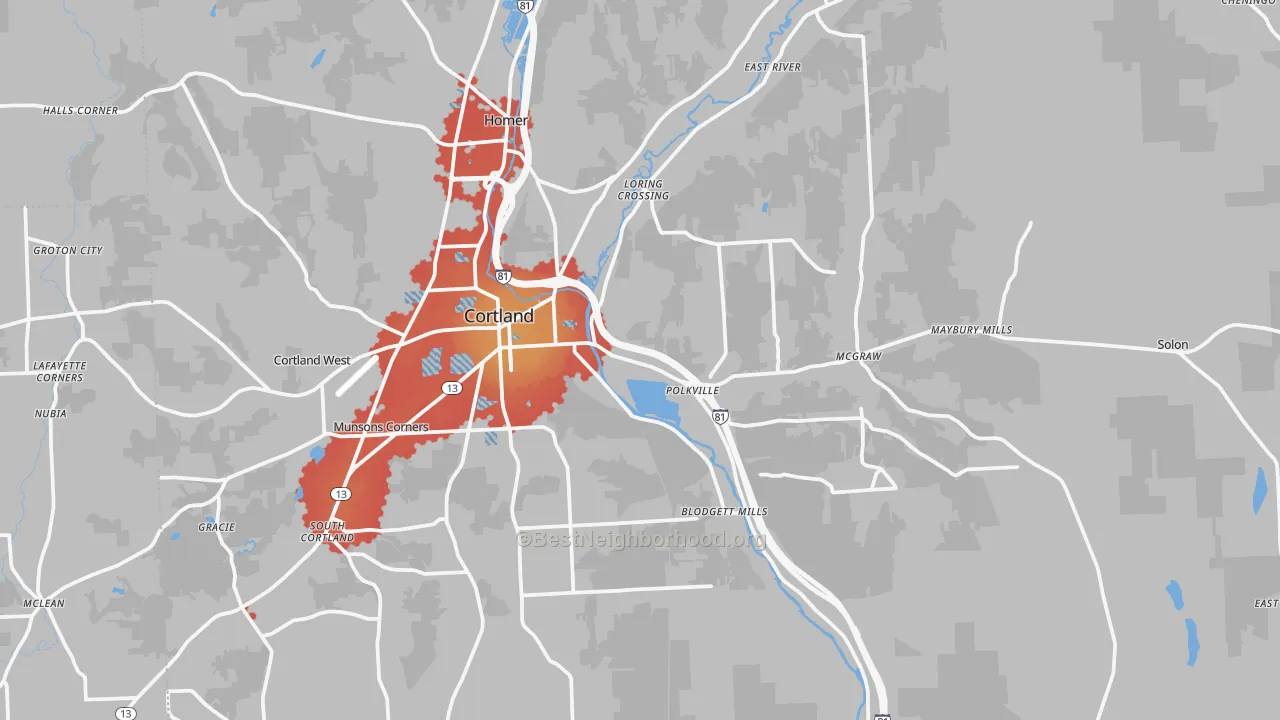 Transit Grade map of Cortland County, NY