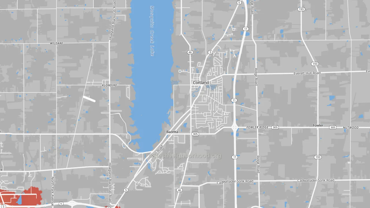 Transit Grade map of Cortland, OH