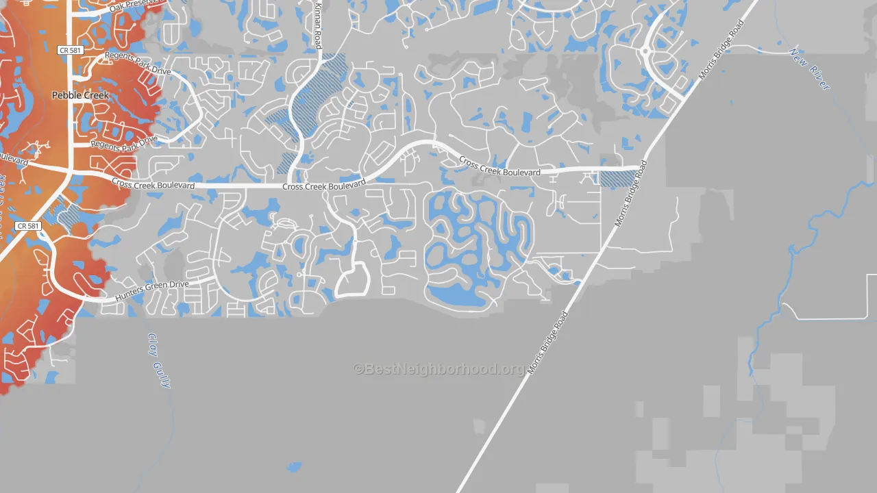 Transit Grade map of Cory Lake Isles, Tampa, FL