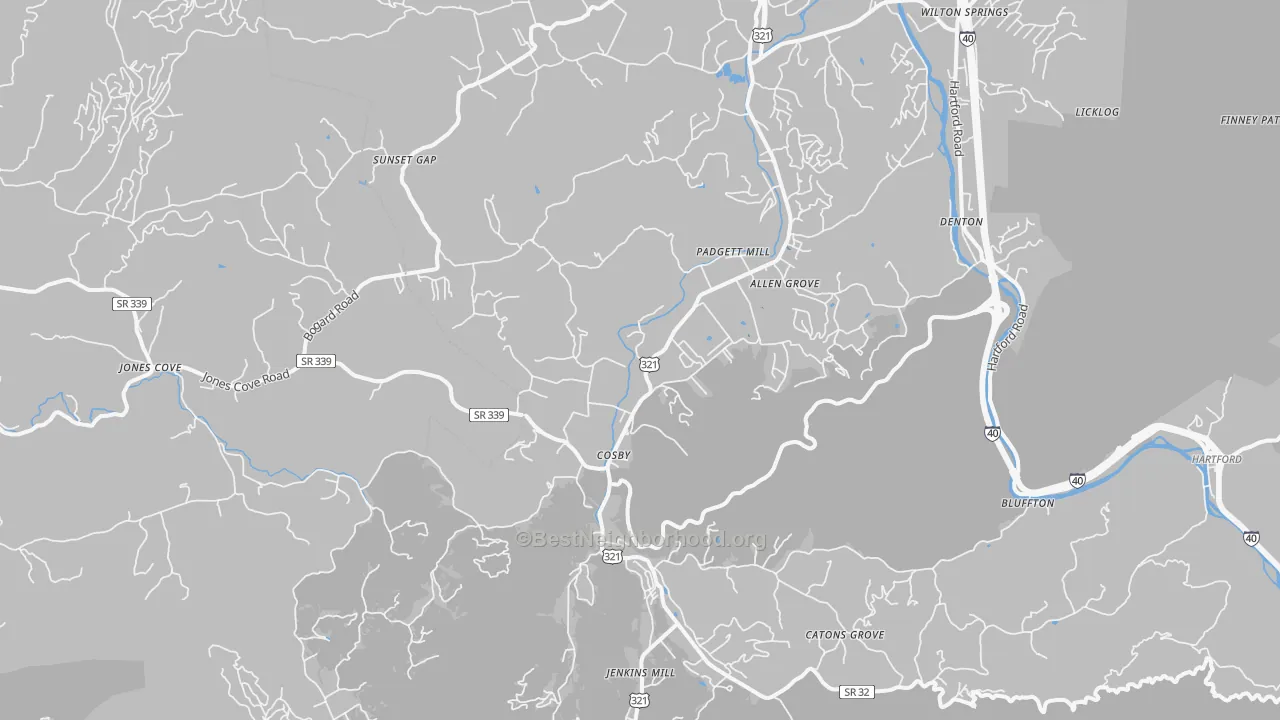 Transit Grade map of Cosby, TN