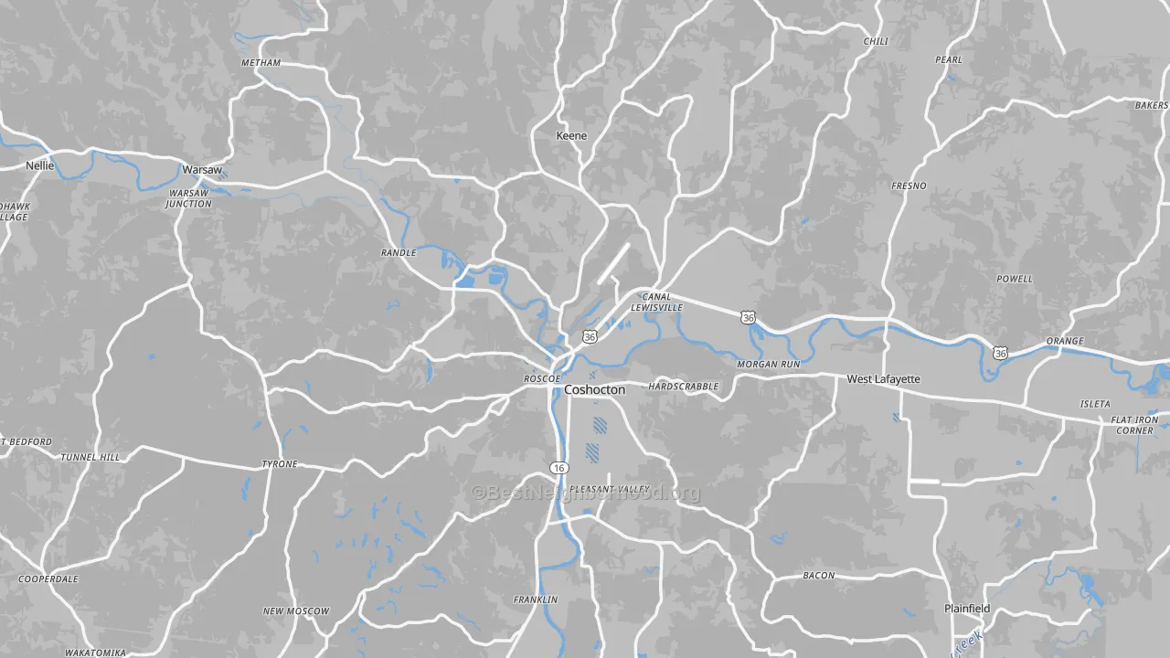 Transit Grade map of Coshocton County, OH