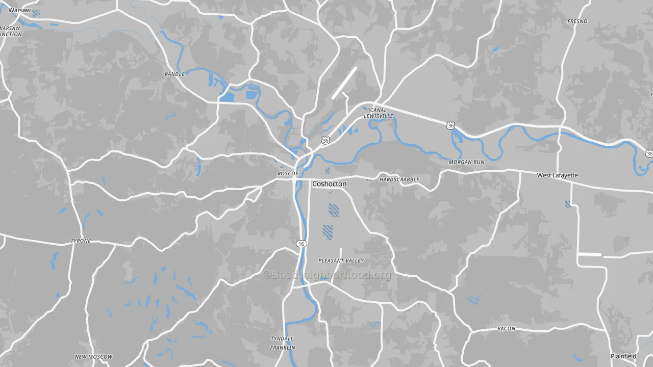 Transit Grade map of Coshocton, OH