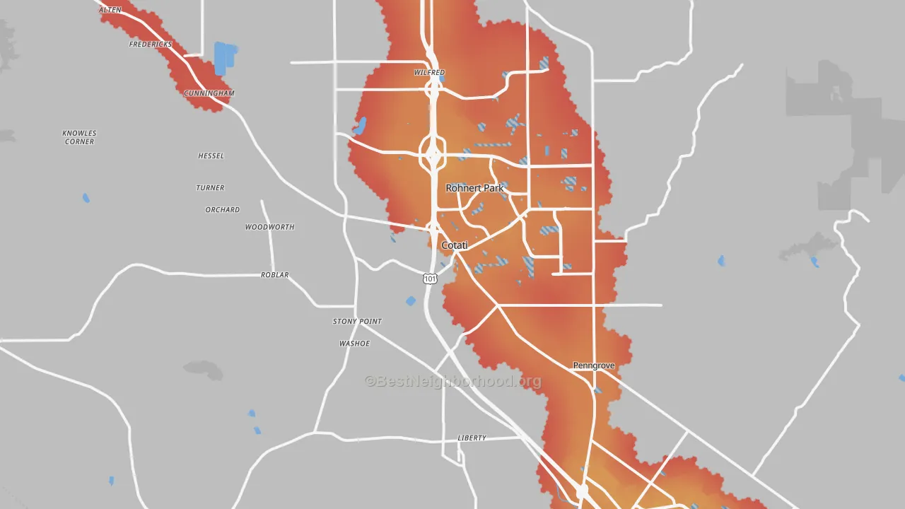 Transit Grade map of Cotati, CA