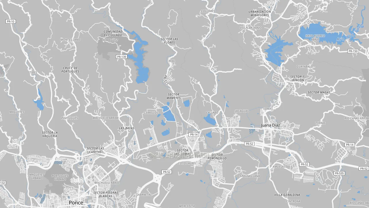 Transit Grade map of Coto Laurel, PR