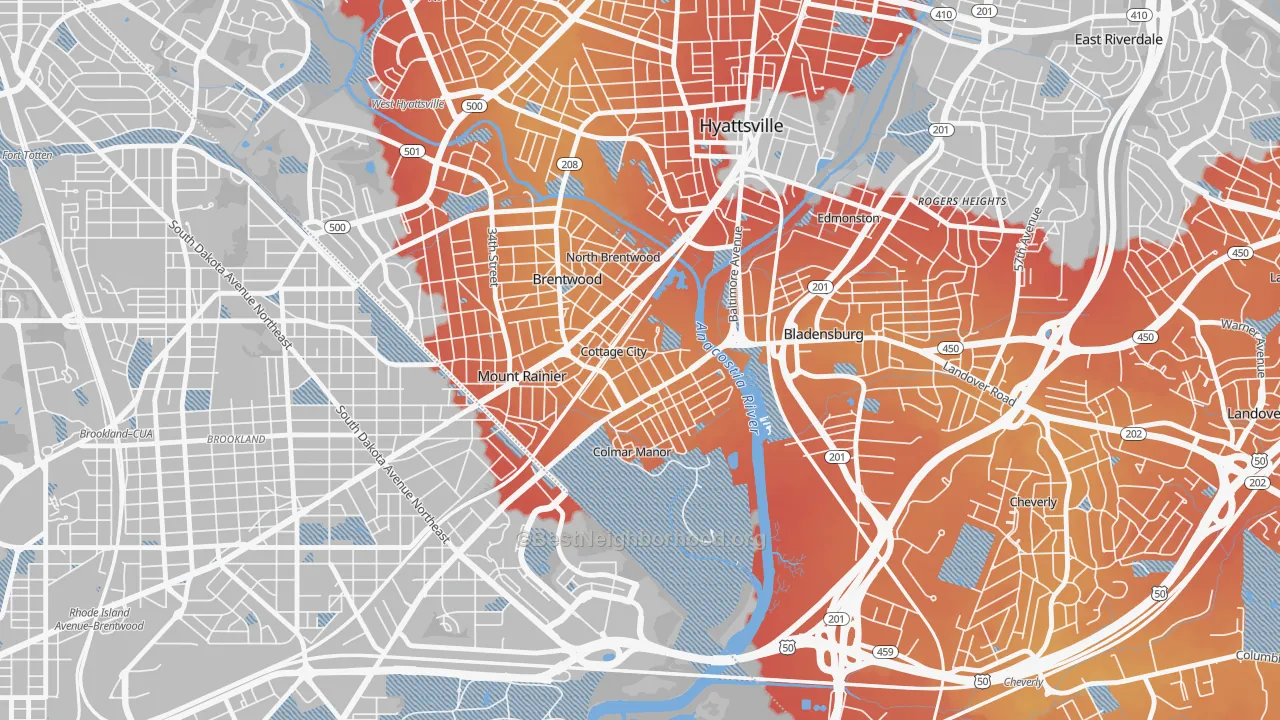 Transit Grade map of Cottage City, MD
