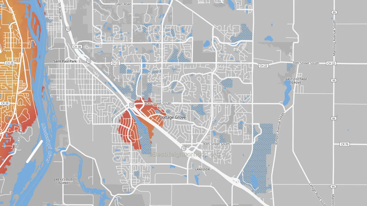 Transit Grade map of Cottage Grove, MN