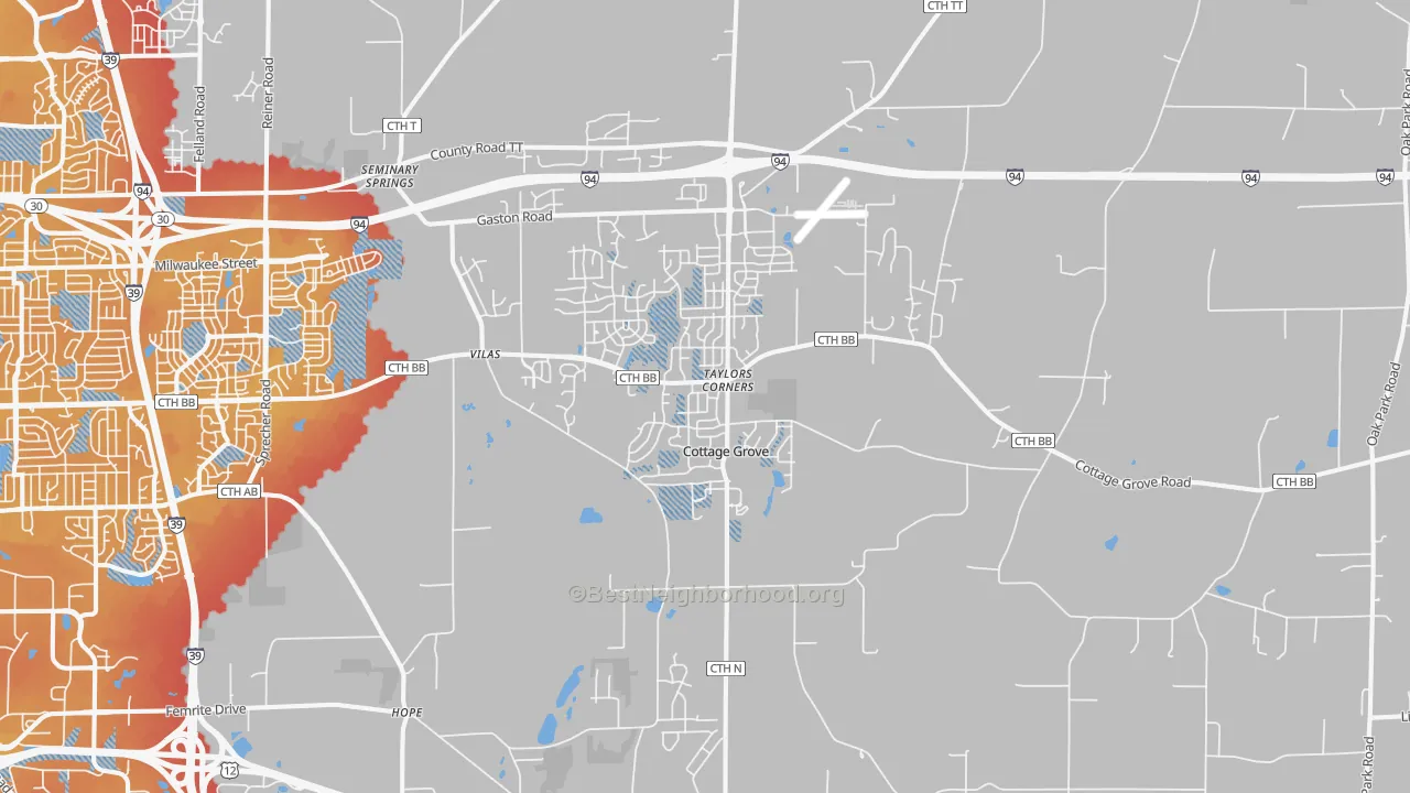 Transit Grade map of Cottage Grove, WI