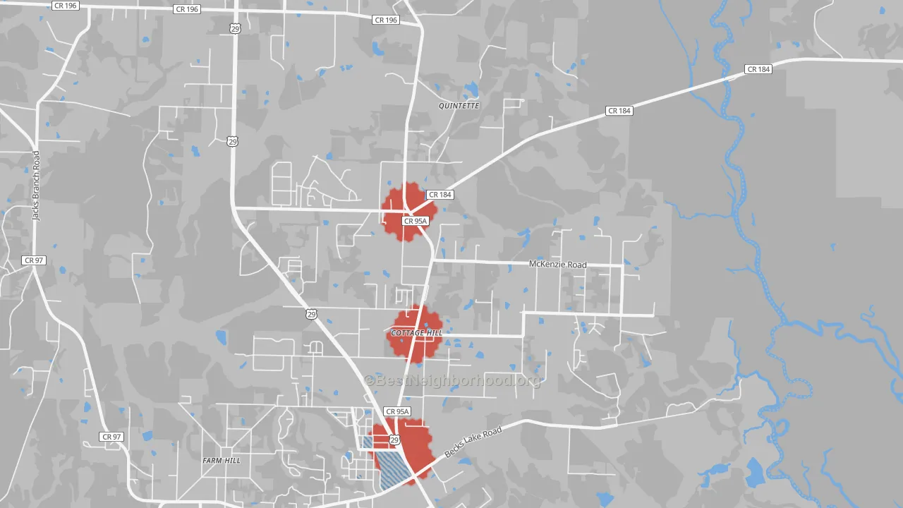 Transit Grade map of Cottage Hill, FL