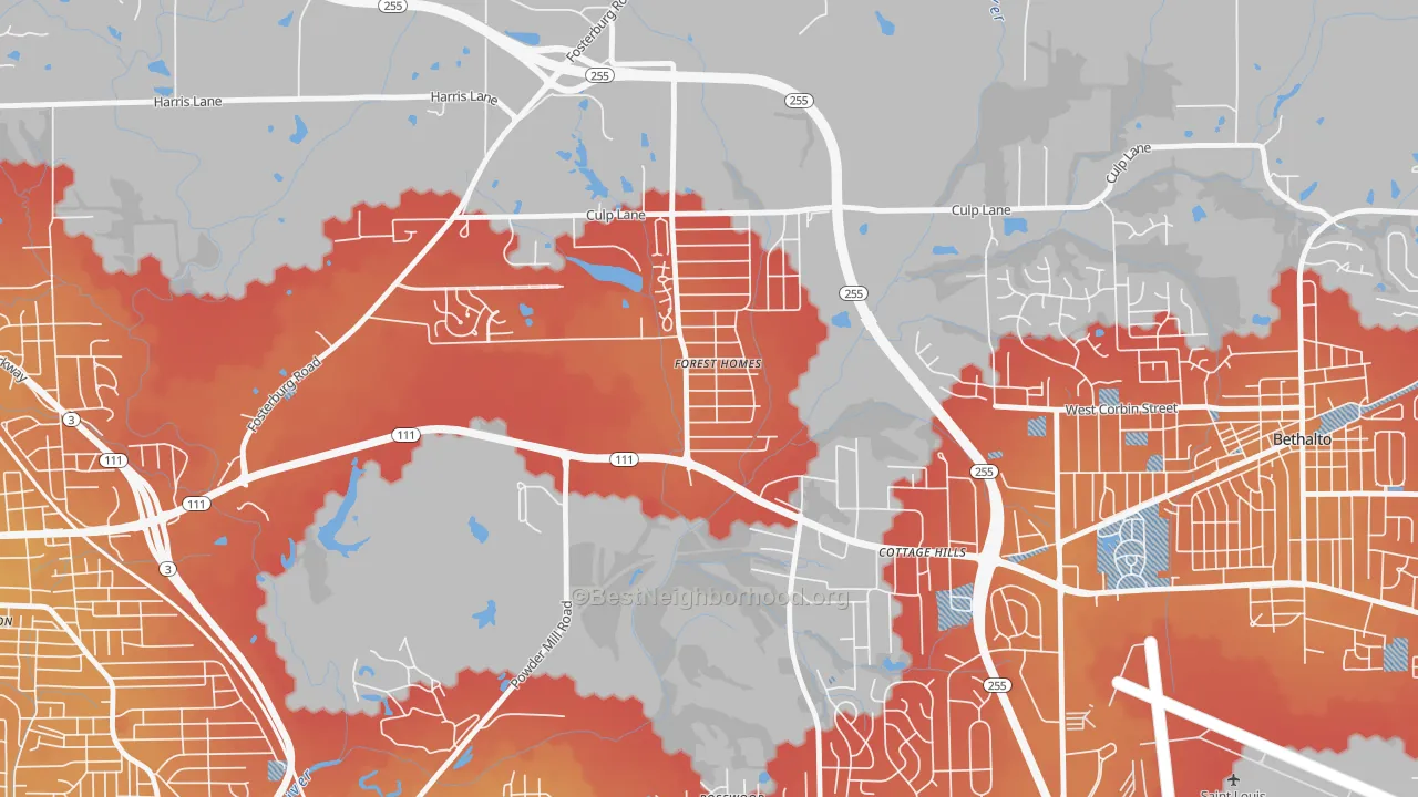 Transit Grade map of Cottage Hills, IL