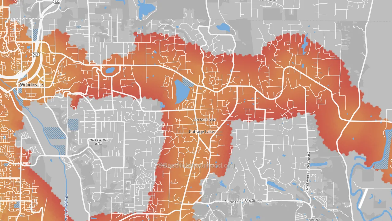 Transit Grade map of Cottage Lake, WA