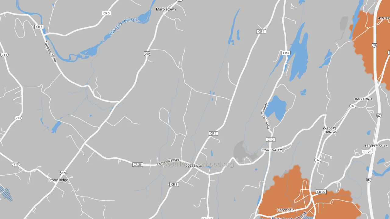 Transit Grade map of Cottekill, NY