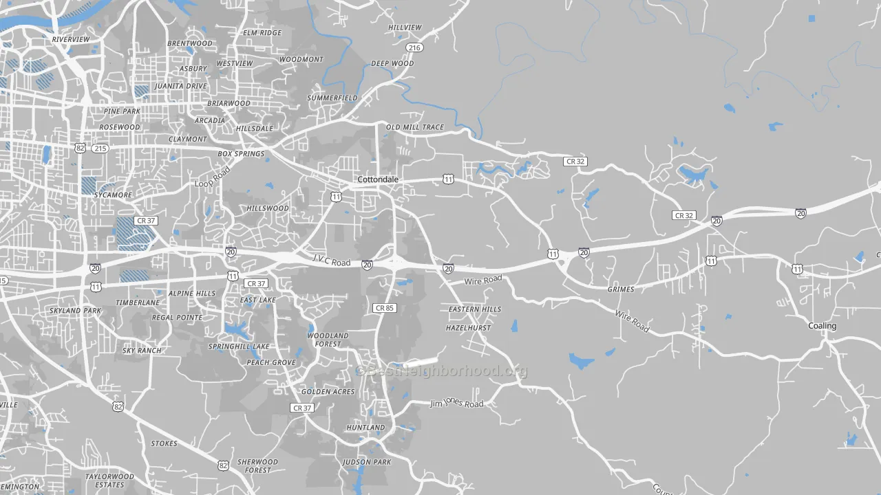 Transit Grade map of Cottondale, AL