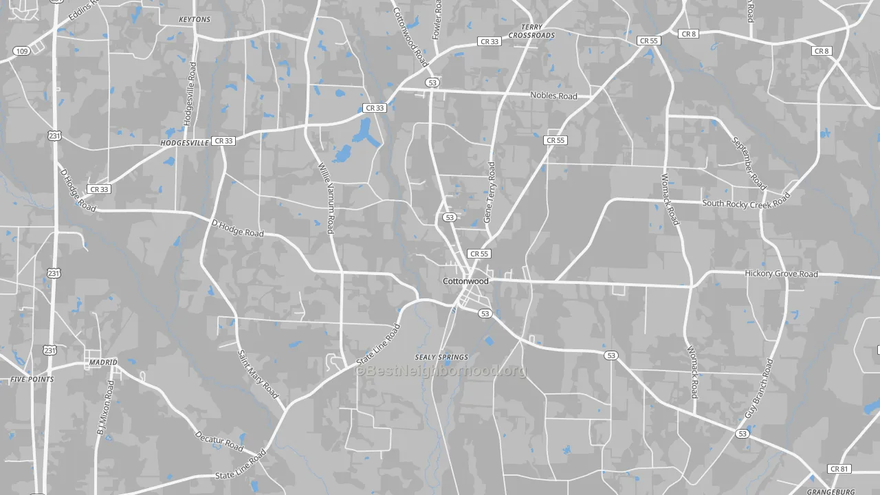 Transit Grade map of Cottonwood, AL