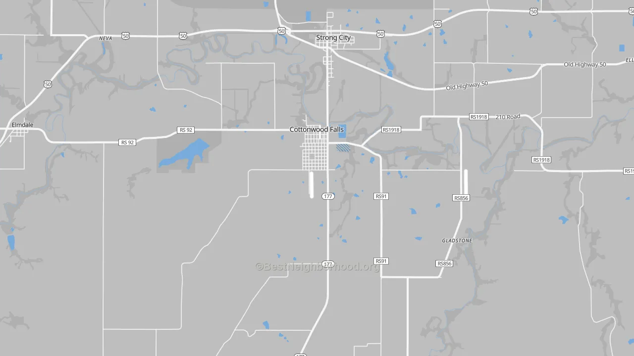 Transit Grade map of Cottonwood Falls, KS