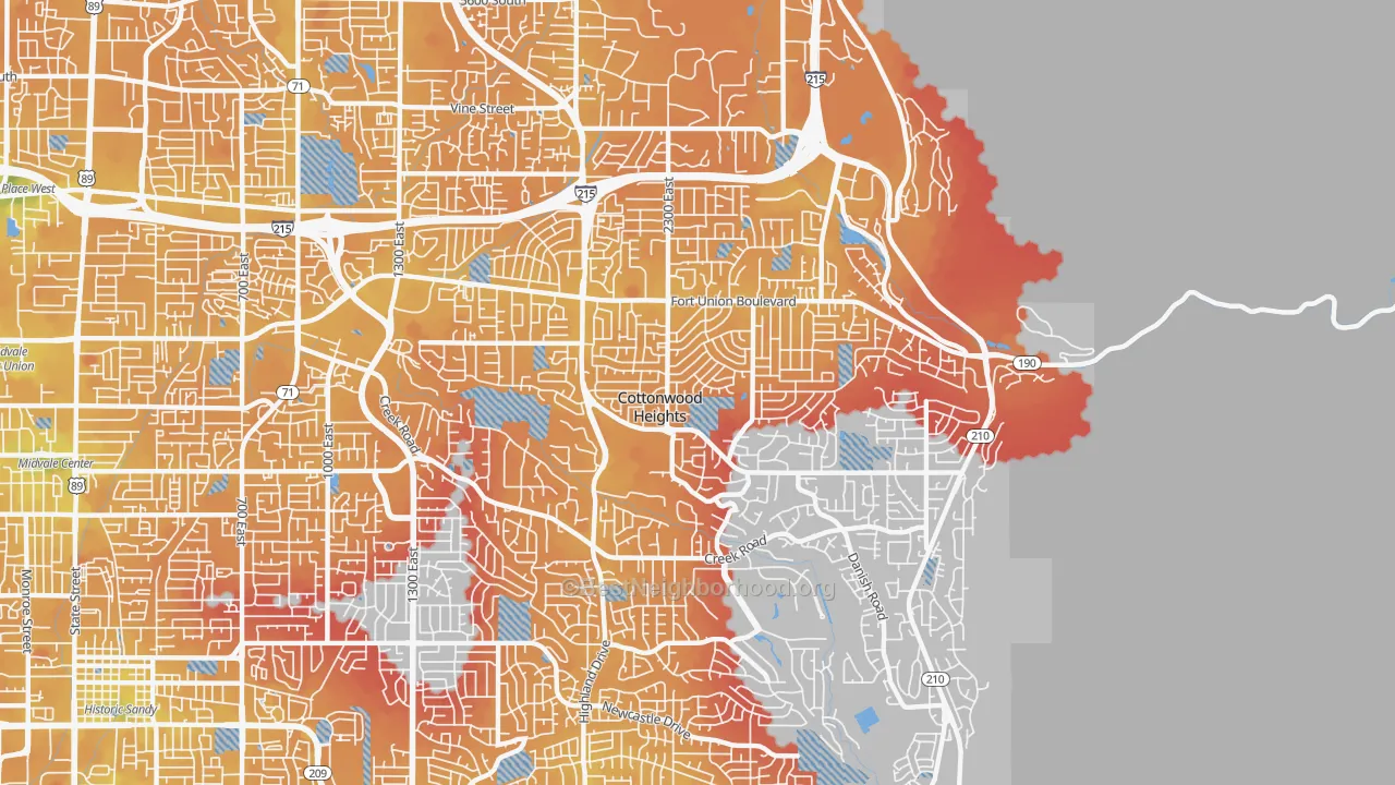Transit Grade map of Cottonwood Heights, UT