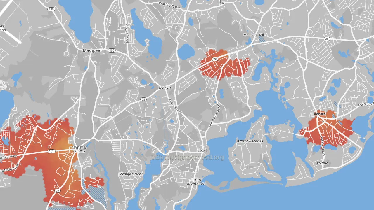 Transit Grade map of Cotuit, MA