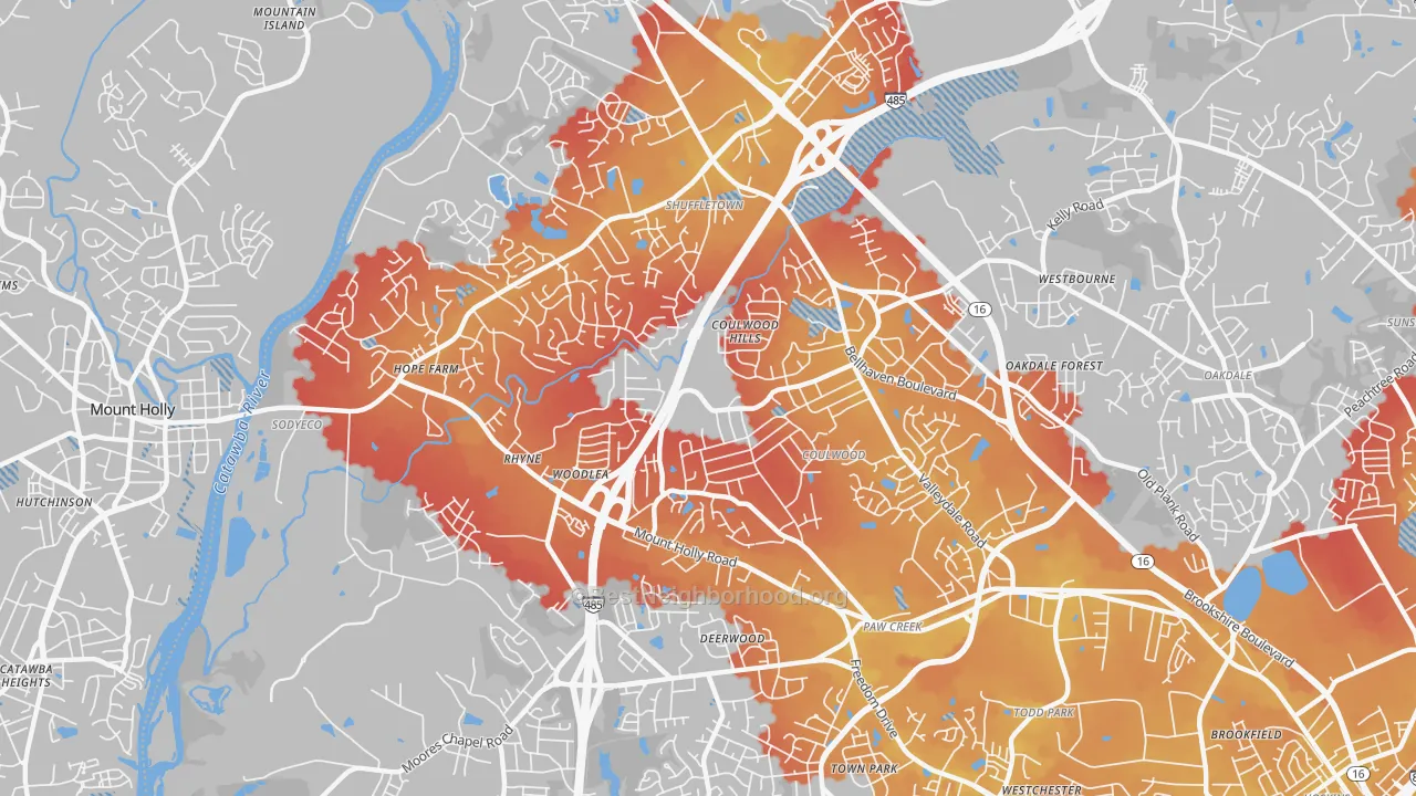 Transit Grade map of Coulwood West, Charlotte, NC