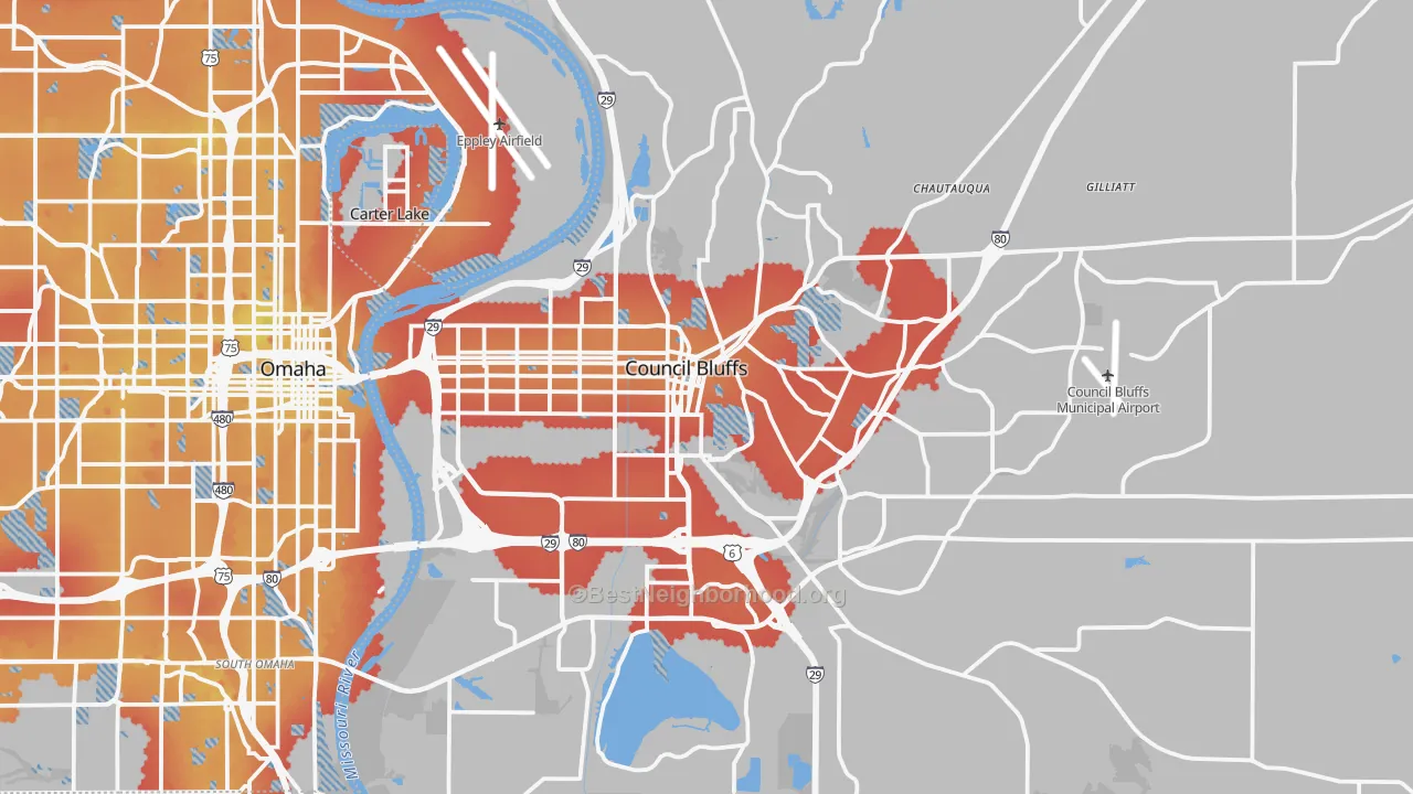 Transit Grade map of Council Bluffs, IA