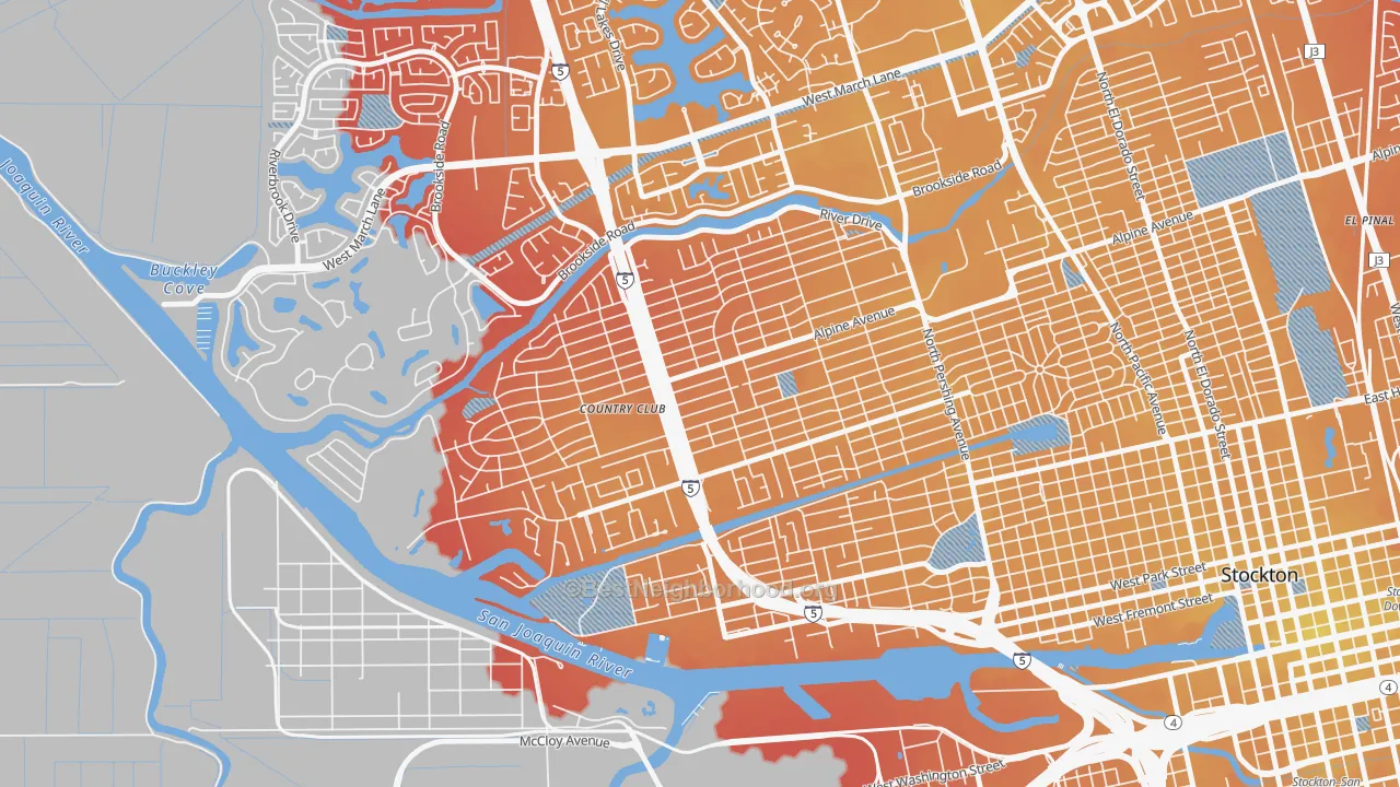 Transit Grade map of Country Club, CA