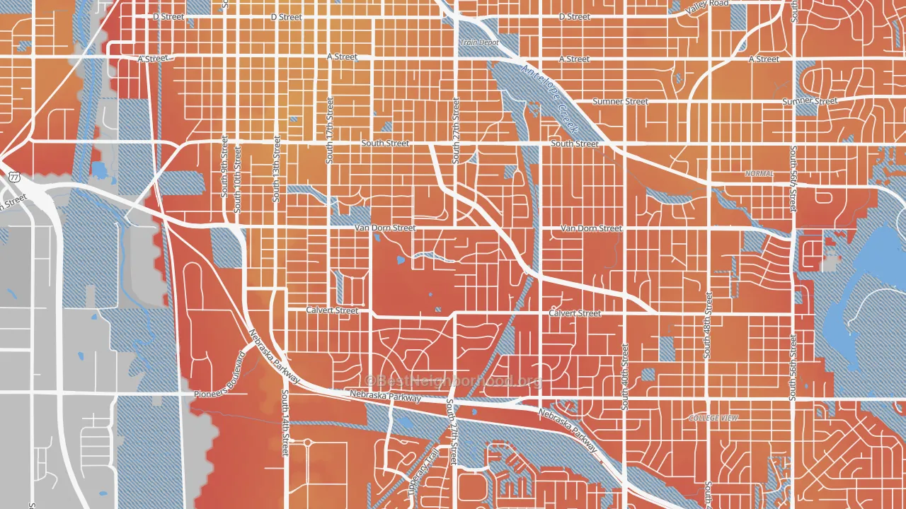 Transit Grade map of Country Club, Lincoln, NE