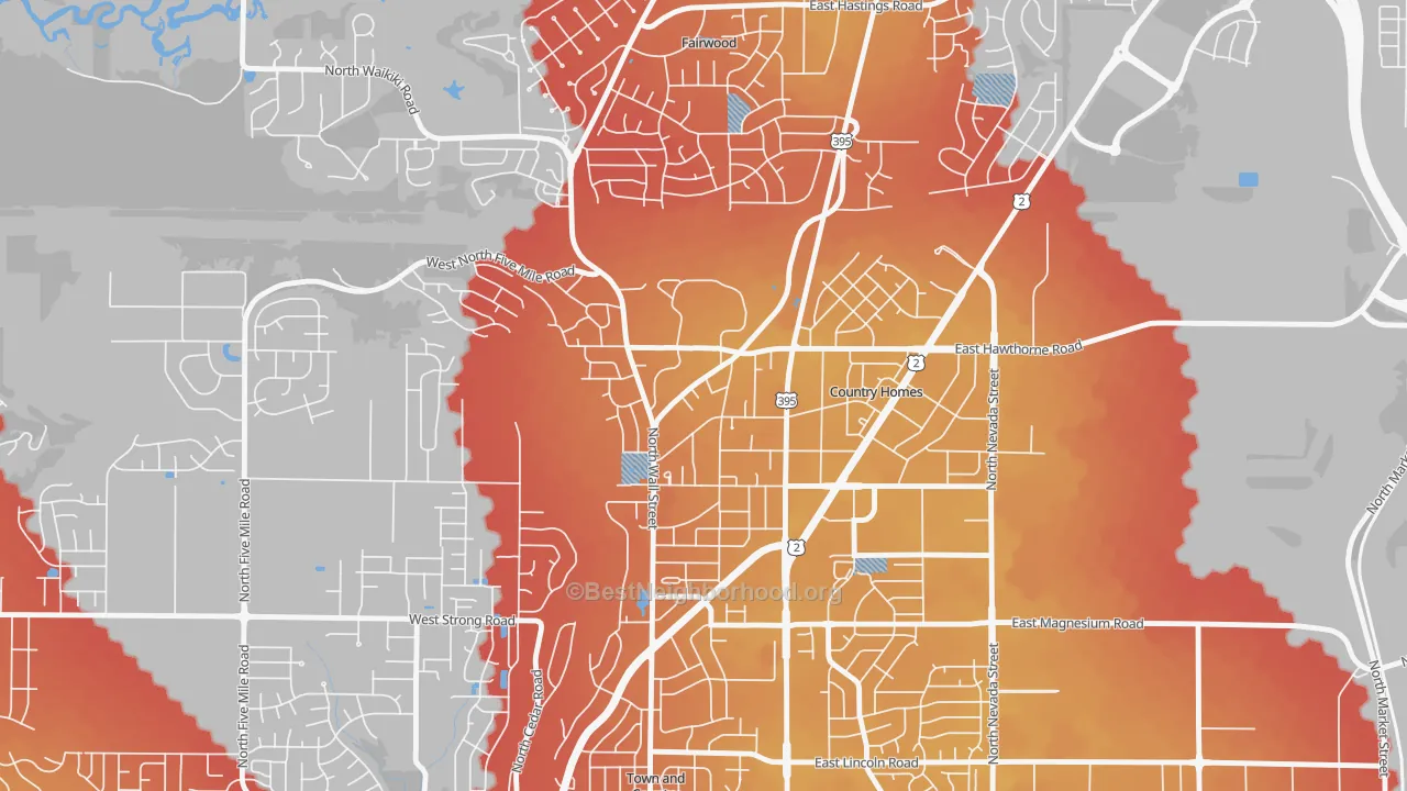 Transit Grade map of Country Homes, WA