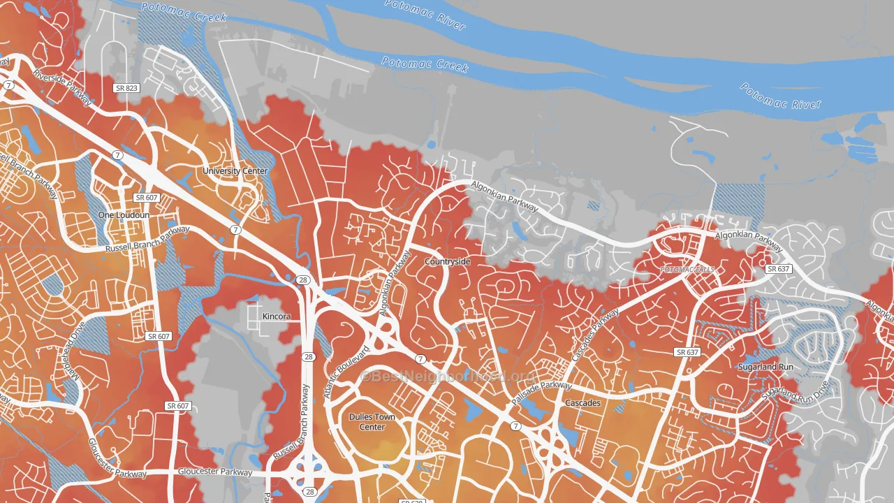 Transit Grade map of Countryside, VA